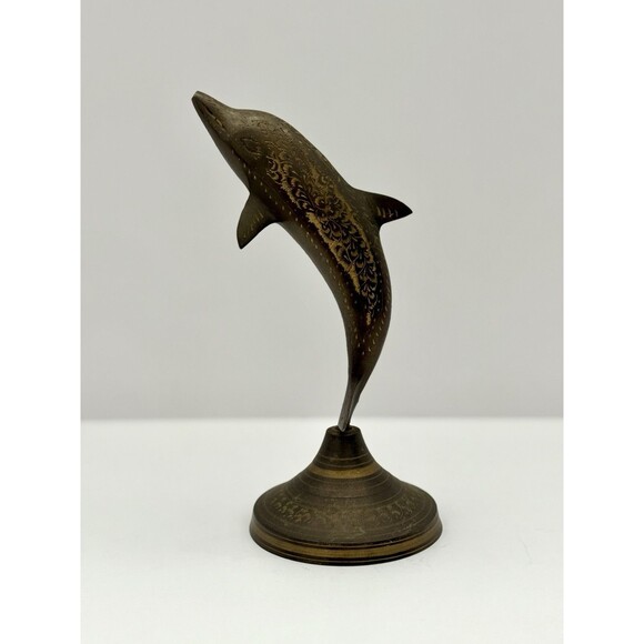 Vintage Brass Bronze‎ Dolphin Figurine Statue Animals - Picture 1 of 10